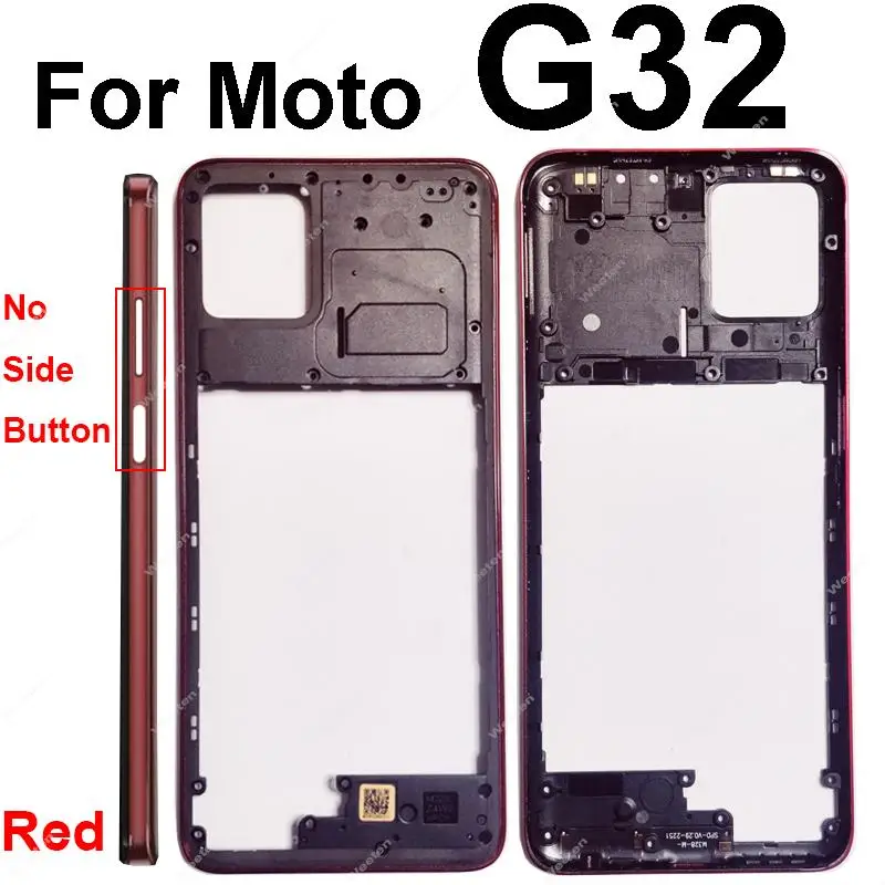 모토로라 MOTO G32 중간 하우징 프레임 커버, 사이드 버튼 없는 중간 프레임 베젤, 렌즈 프레임 없음, 교체 수리 부품