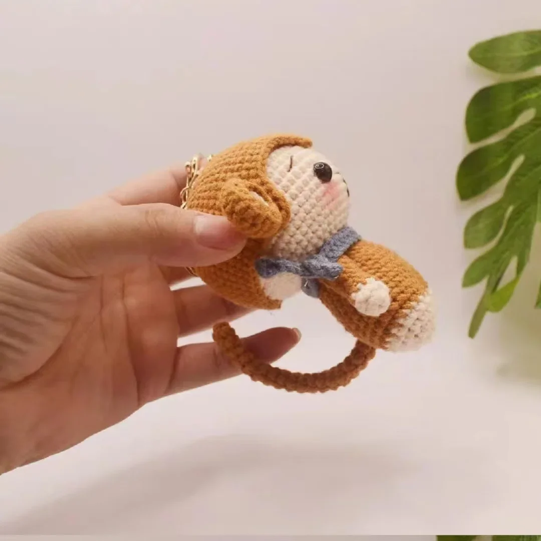 Cute Monkey Handwoven DIY Material Bag Knitting Yarn Keychain Pendant Cartoon Doll Decoration Couple Gift Knit Crochet Supplies 2