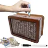 Wooden Money Box with Counter Marker Pen Vintage Piggy Bank Numbers Coin Cash Container Money Saving Challenges Box 2