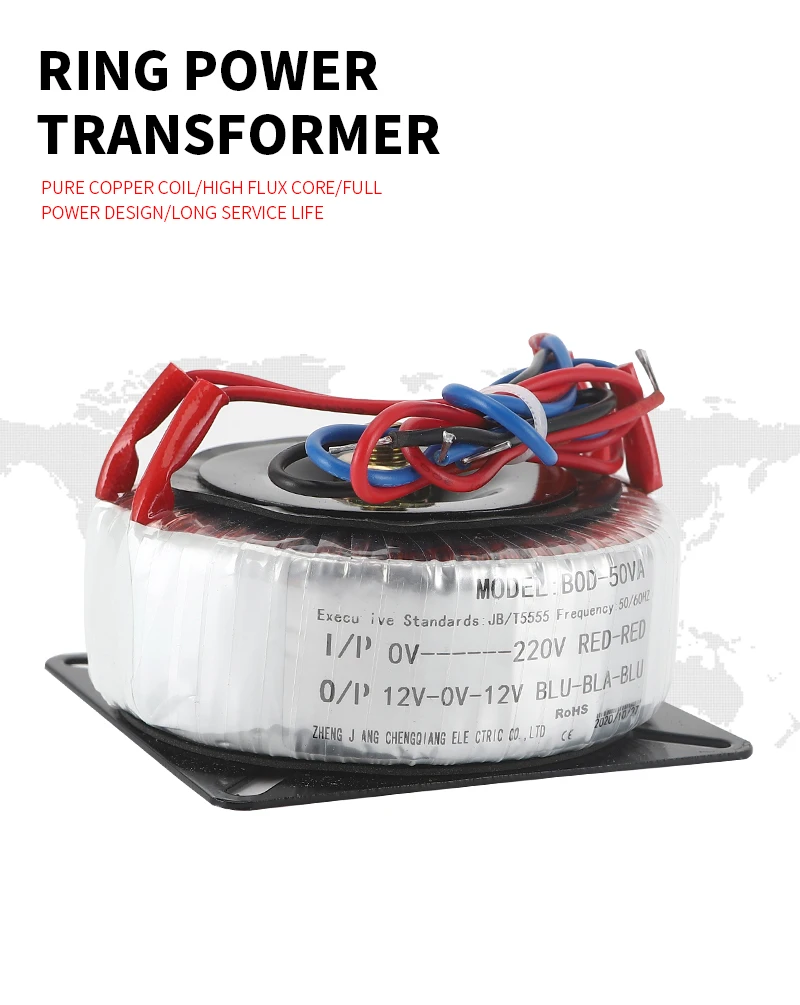 Description Picture 2 of item50VA double toroidal transformer audio pure copper ring cow power amplifier power coil fan transformer isolation high power