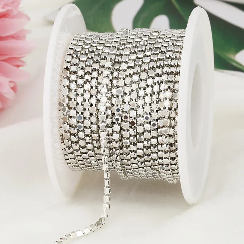 Vibrant Rhinestone Cup Chain with Colorful Base - Luxurious Sewing and Apparel Accessory