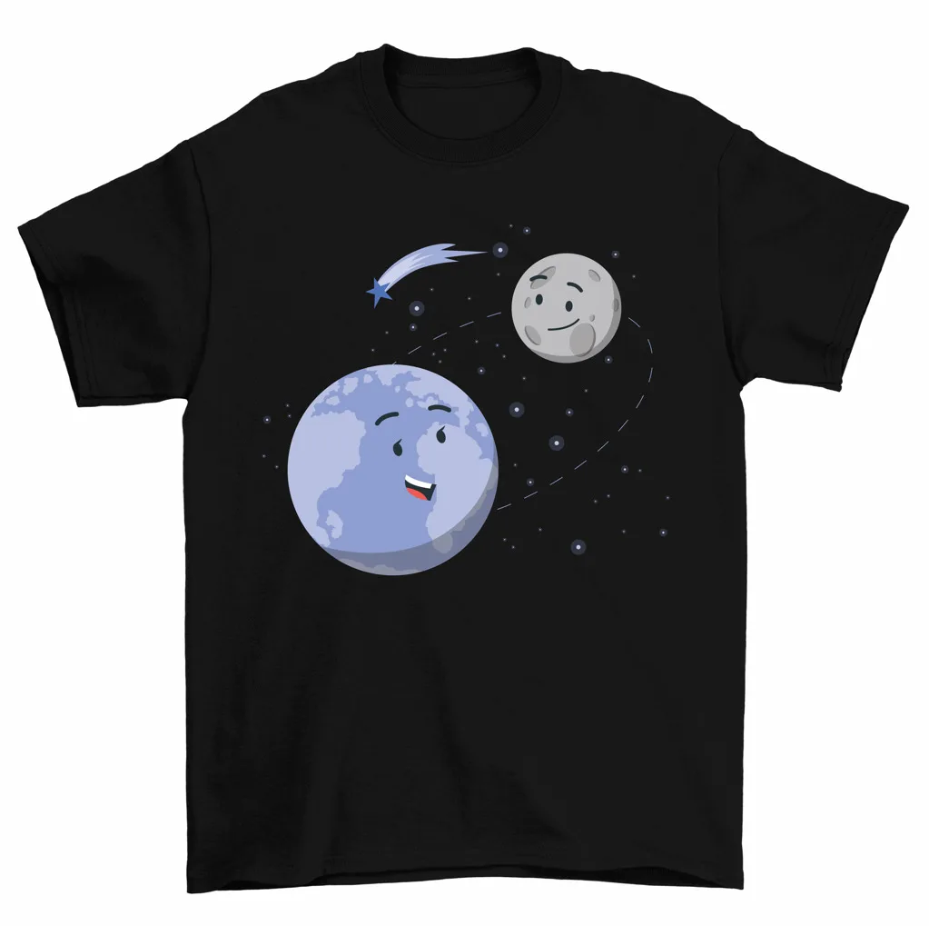 Moon Circling Earth T-Shirt Planet Earth Astronomia Space Tee