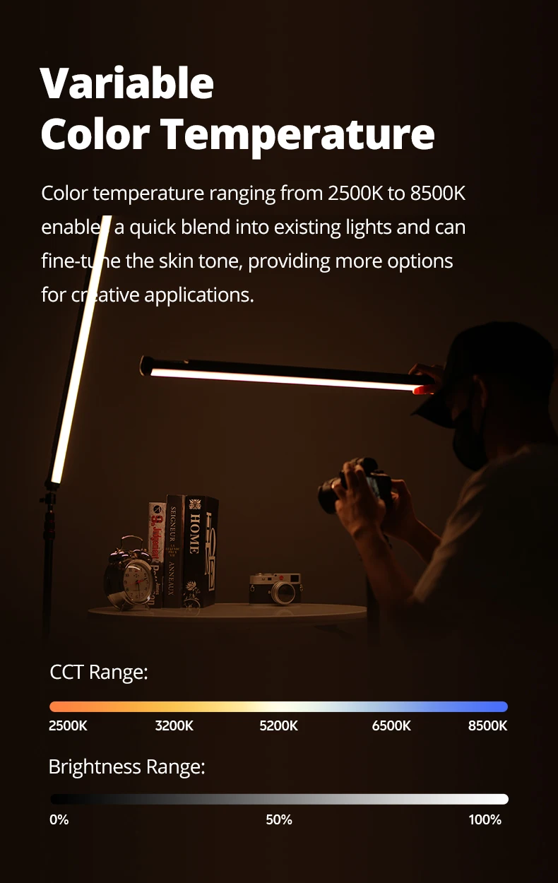 A2 plus 2500K-8500K RGB Tube Light Full Color LED Video Stick Light ,CRI 95+ TLC