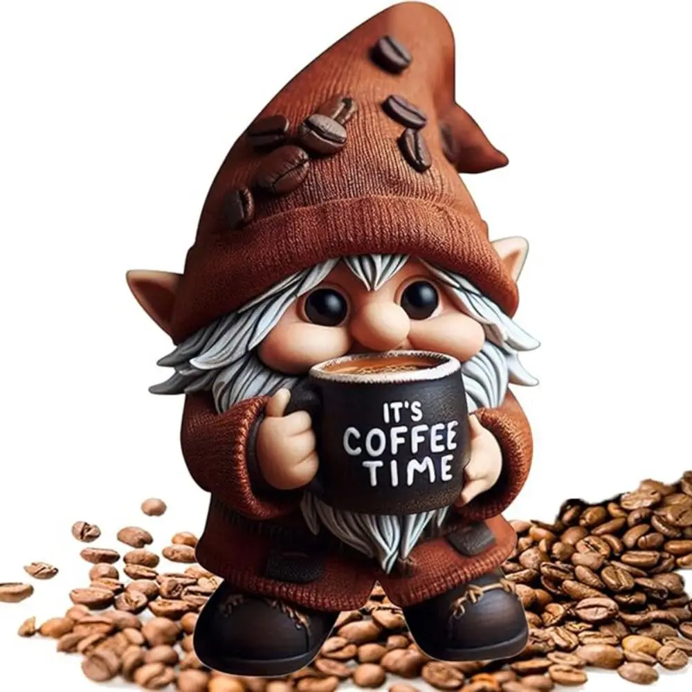 Micro Landscape Resin Coffee Gnome Figurine Cute Unique Miniature Sculpture Decorative Dwarf Statue Background Layout