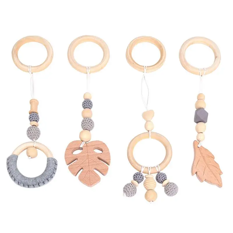 

Wooden Play Gym Pendant 4pcs Wooden Rattle Pendant Activity Toys For Kids Play Gym Odorless Safe Play Gym Activity Pendant For