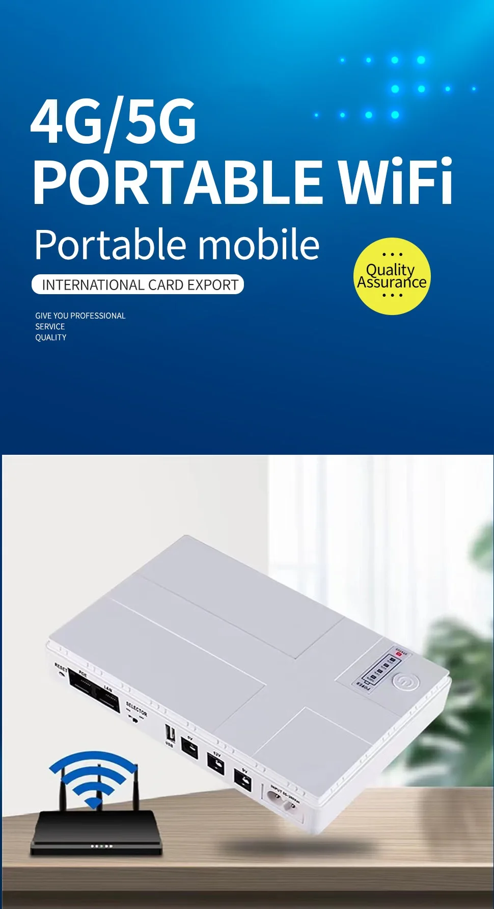 Description Picture 5 of item2024 UPS Battery Backup 10400mAh 5V 9V 12V 2A 15V 24V 1A Output Uninterruptible Power Supply 85‑265V UPS Battery Backup EU Plug