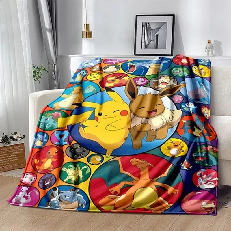New Pokemon Cartoon Anime Flannel Blanket Pikachu Figures Home