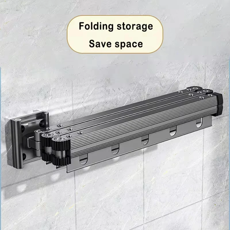 Suction Cup Folding Clothes Rack Indoor Retractable Space Saving Home Laundry Line Wall Hanging
