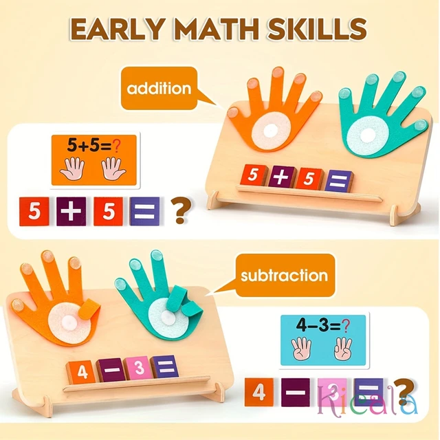 Kids Wooden Finger Arithmetic Montessori Education Toys Learning Math Operations Addition Subtraction Cognitive Matching Board 4