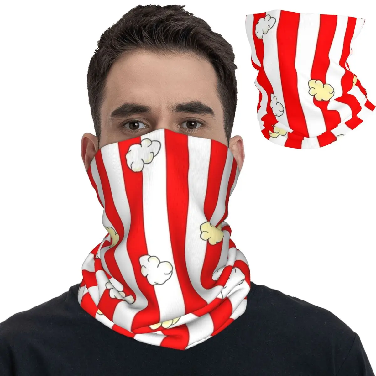 

Movie Theater Buttered Popcorn Bandana Neck Cover Printed Balaclavas Face Mask Scarf Multi-use for Men Women Adult Breathable