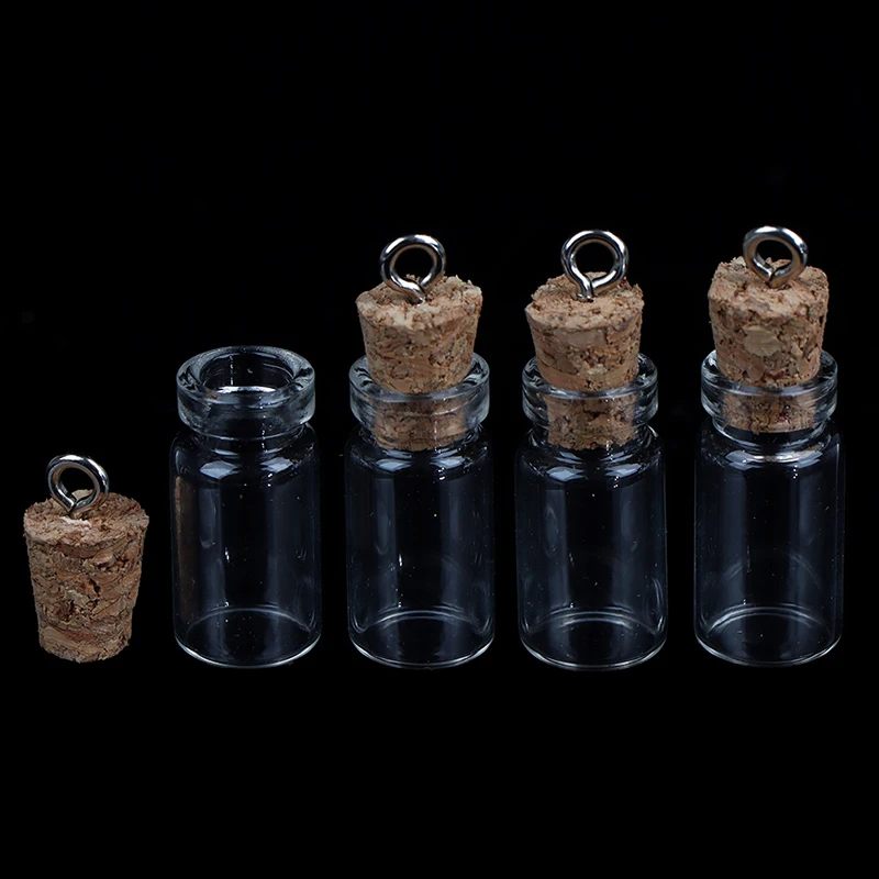 코르크가 달린 미니 유리병, DIY 생일 선물, 투명 빈 메시지, 소원 병 장식, 1ml, 10 개