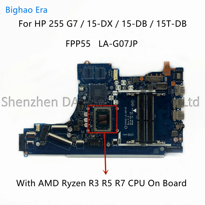 para hp 15t-db 15-db 15-dx Motherboard Laptop com Processador Amd r3 R53500 r7 Cpu Ddr4 Fpp55 La-g07jp Sps:l92836001 L46515601 L46515-001