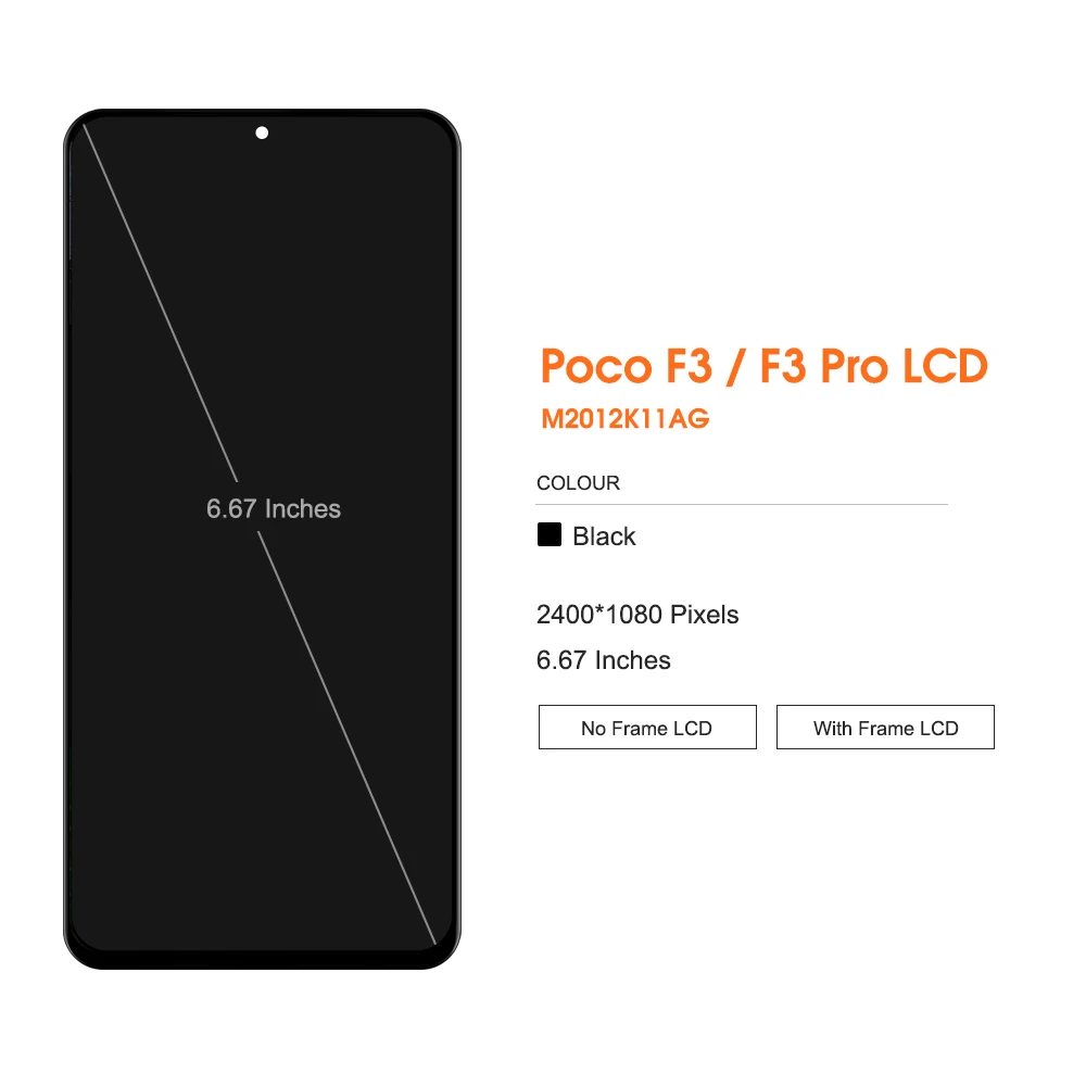 Super Amoled Poco F3 Screen Replacement, for Xiaomi Poco F3