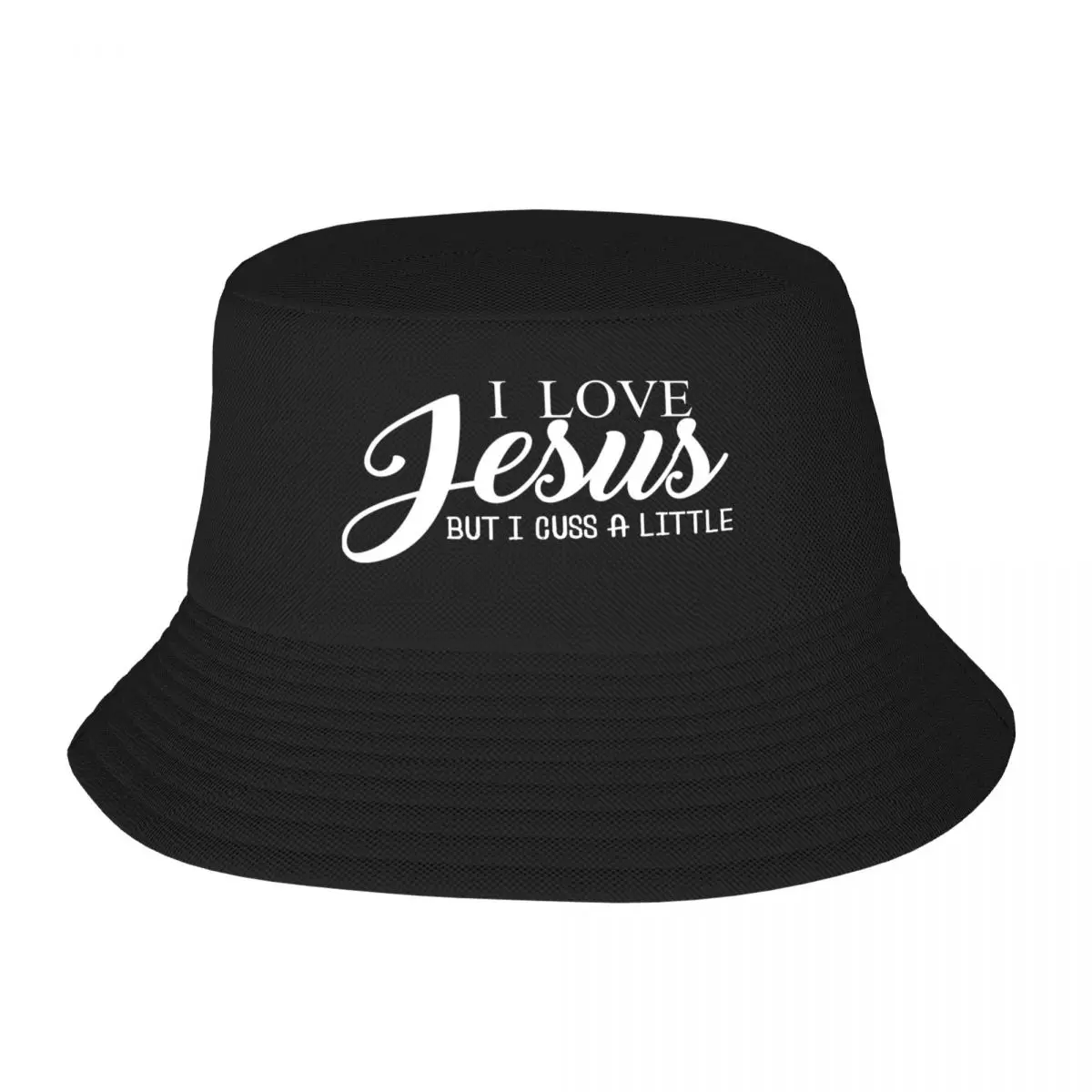 

I Love Jesus But I Cuss Little Fashion Bucket Hats Outdoor Reversible Fisherman Caps Beach Fishing Hat Custom Logo Hat