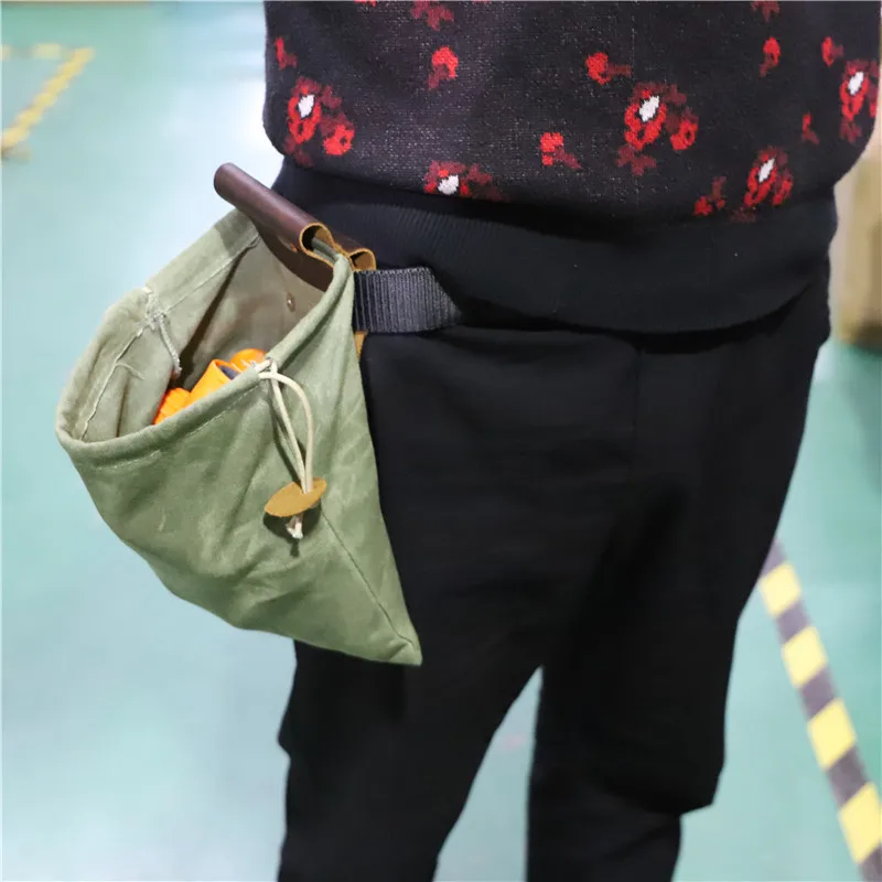 프리미엄 가죽 캔버스 먹이 찾기 가방, 접이식 가방, 버섯 벨트 가방, 야외 캠핑 가방, 과일 따기, 하이킹용 전술 가방