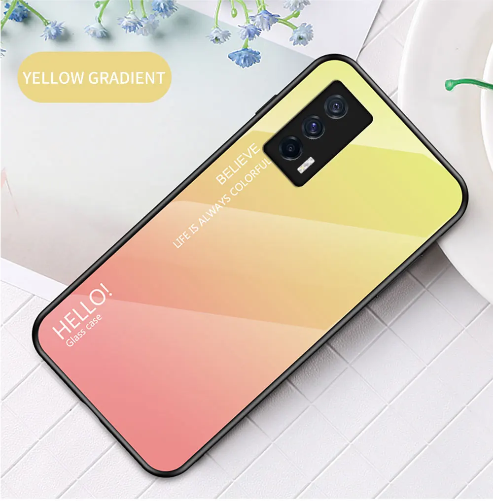 IQOO 9 Pro Case DECLAREYAO Capa de vidro rígido para VIVO IQOO 8 7 5 Pro Neo 6 3 Capa Moldura de silicone Ultra Slim Vidro temperado_voghion.com