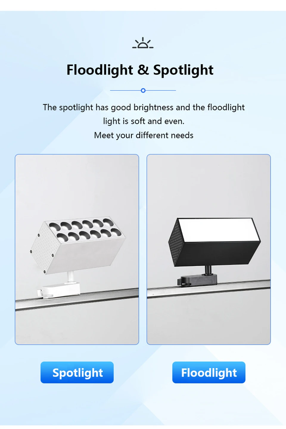 Description Picture 5 of itemGood Quality Spotlight led Track Light 12W 24W Track Lighting Fixtures 2 Wires 3 Wires 4 Wires Rail Lamp Spot Light Grille Flood