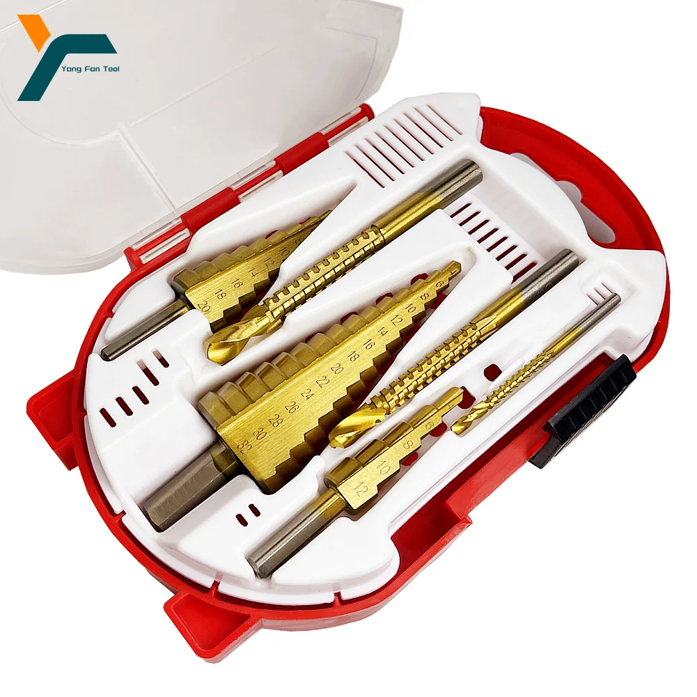 

6Pcs Step Drill Bit Saw Drill Bit Set Titanium Milling Cutter 4-12 4-20 4-32mm 3 6 8mm For Woodworking Metal Core Hole Opener