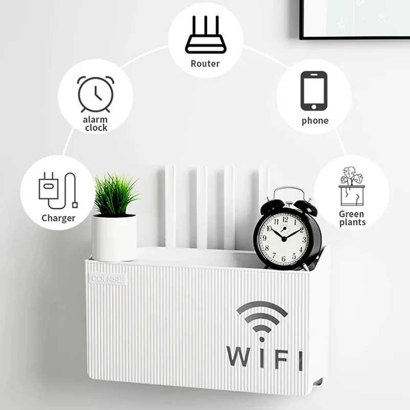 홈 라우터 보관함, 무선 WIFI, TV 셋톱박스 벽걸이형 보관랙, 거실, 침실 정리 보관용