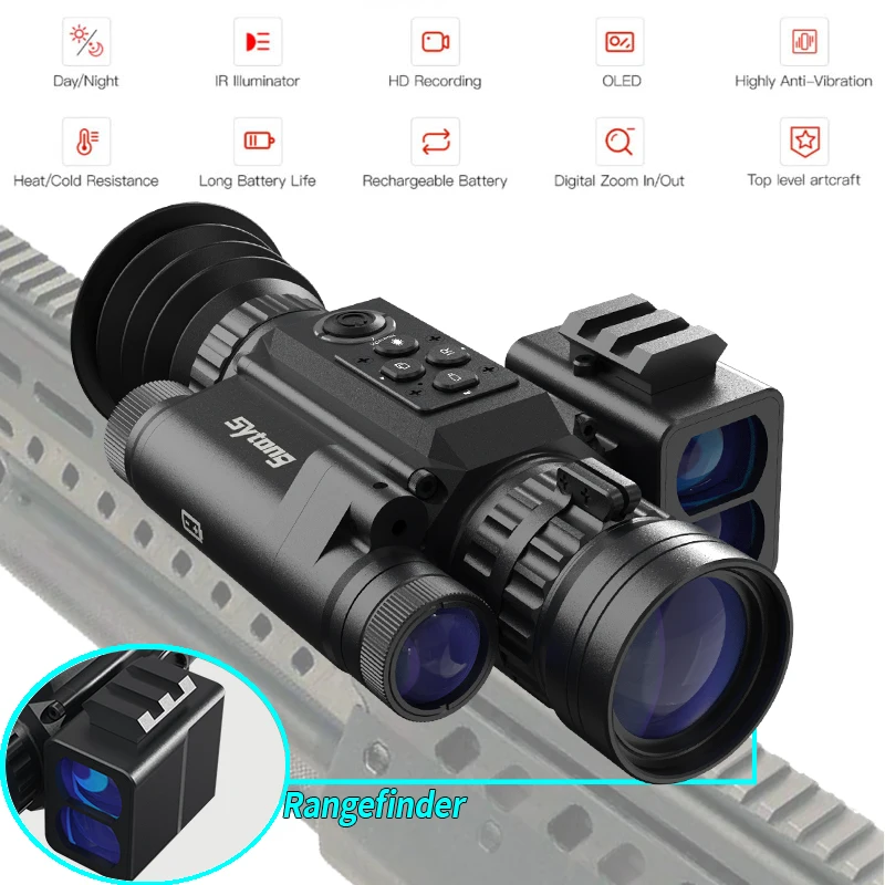 

Sytong-IR Night Vision Telescope Hunting Sight for Rifle with Rangefinder, Caza Night Vision Riflescope, Hunt Aim Sight, HT60LRF