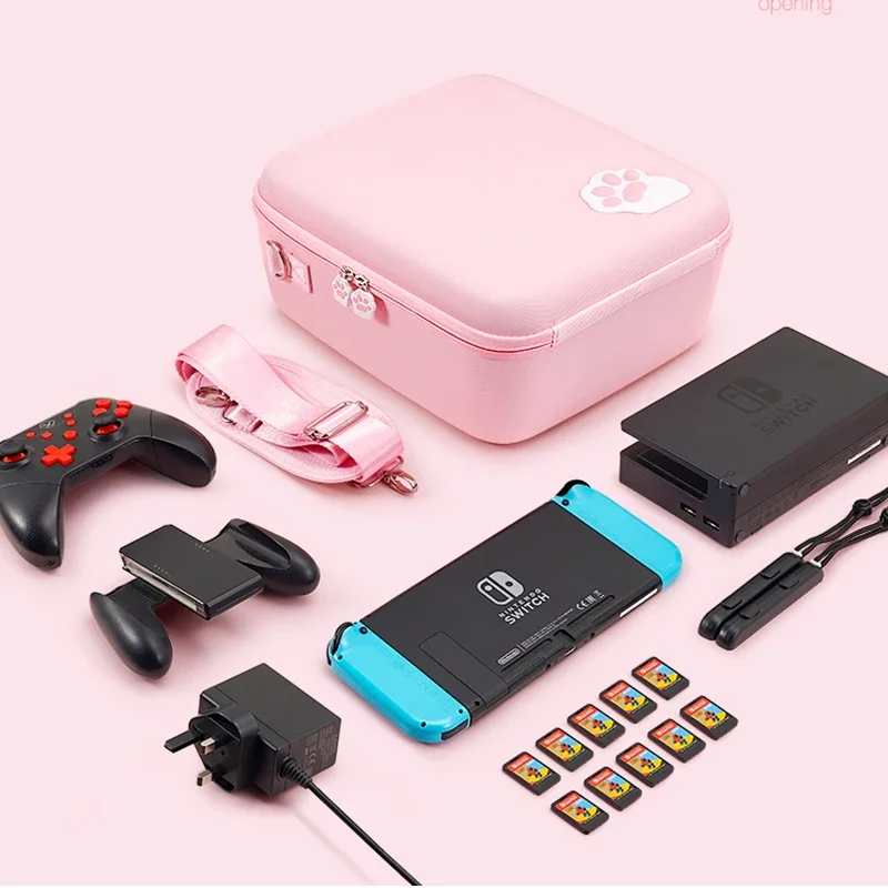 닌텐도 스위치용 핫 고양이 발 보관 가방, OLED 보호 운반 케이스, 휴대용 닌텐도 스위치 게임 액세서리