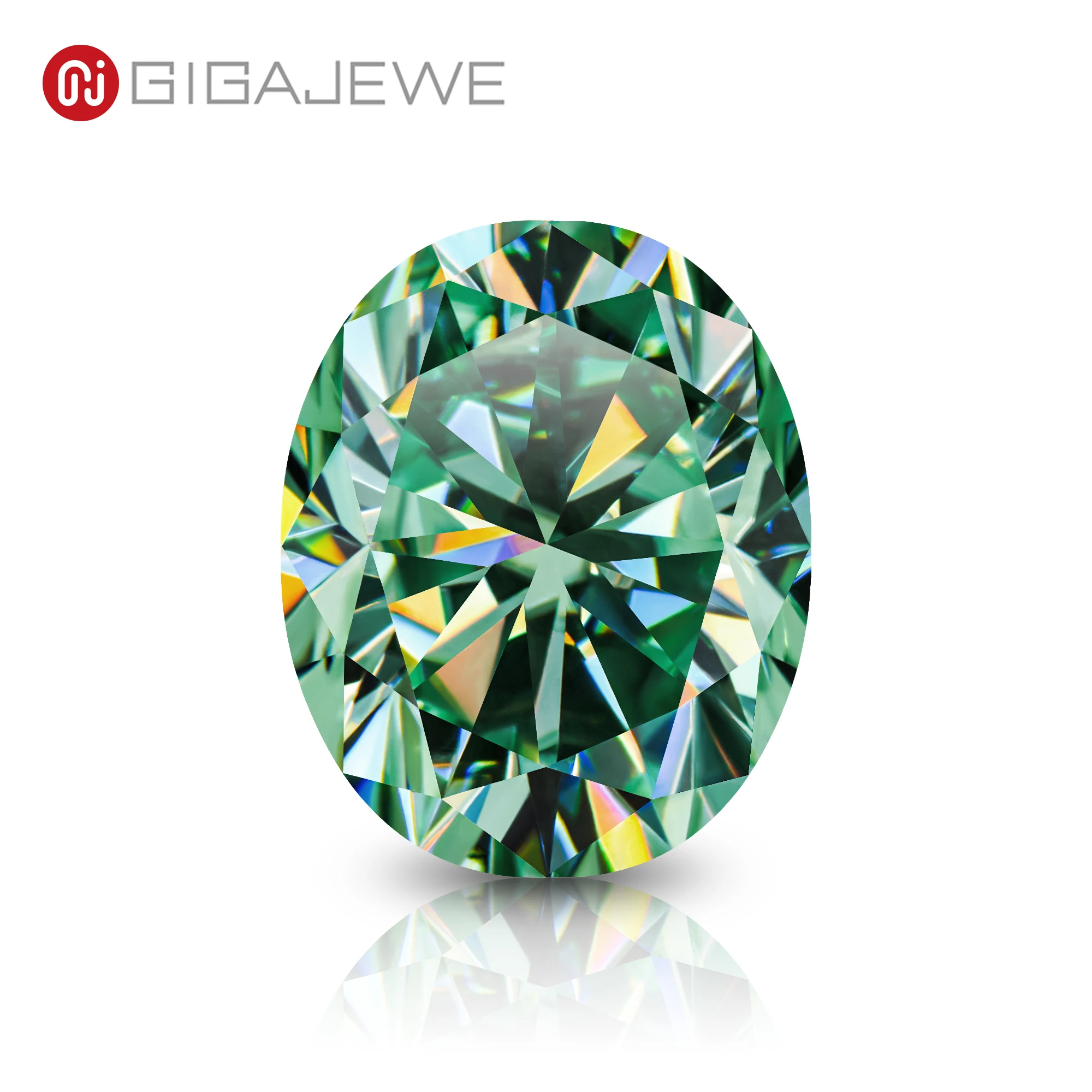 

GIGAJEWE Moissanite Hand-Cutting Oval Green VVS1 Premium Gems Loose Diamond Test Passed Gemstone For Jewelry Making Customizable