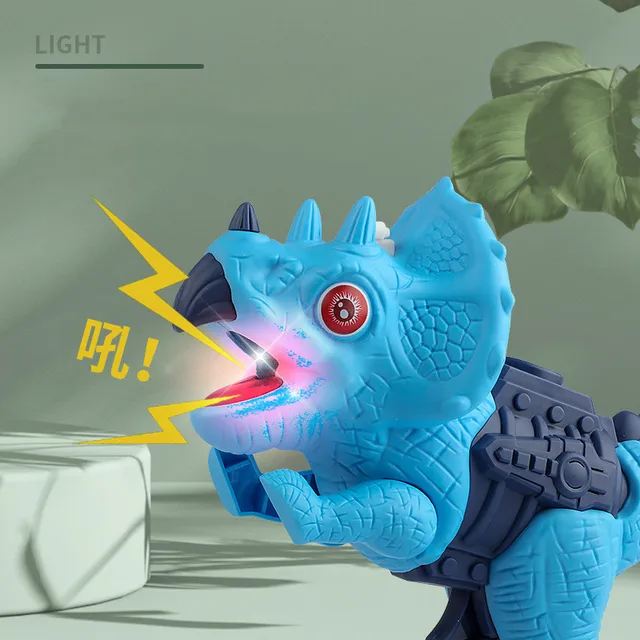 Dinosaur sound fire spray gun Tyrannosaurus Rex Triceratops sound light summer outdoor disinfection safe gun kids toy portable 6