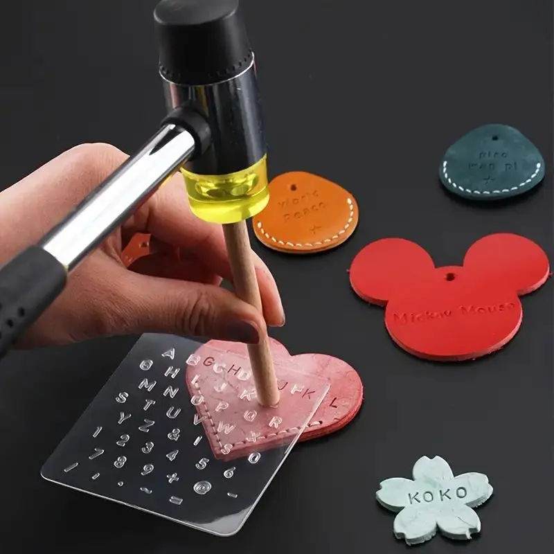 DIY 가죽 조각 디지털 기호 도장 가죽 글자 펀치, 반투명 가죽 인쇄 도구, 이동식 구리 타입, 1 세트