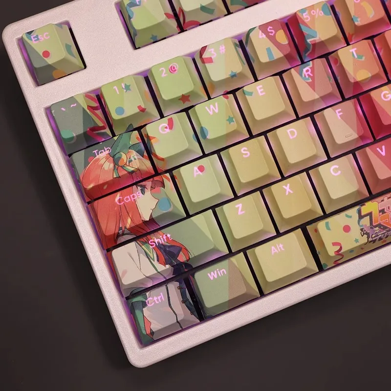 Muito Derby Silence Suzuka Pbt Keycap Teclado Retroiluminado Anime Gaming Key Caps para Ansi 61 87 104 108 Chaves Set - Imagem 4