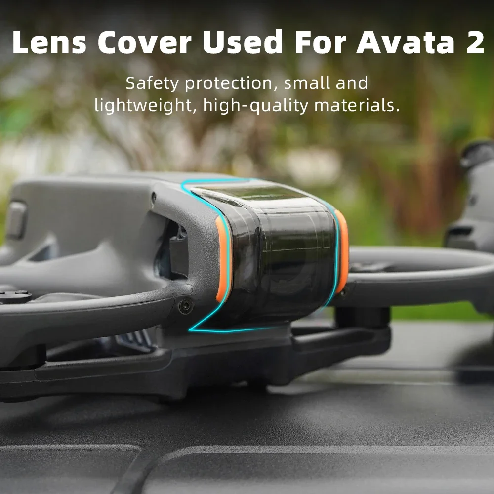 Capuchon d'objectif pour drone DJI Avata 2, protection anti-rayures et anti-poussière, vue latérale.