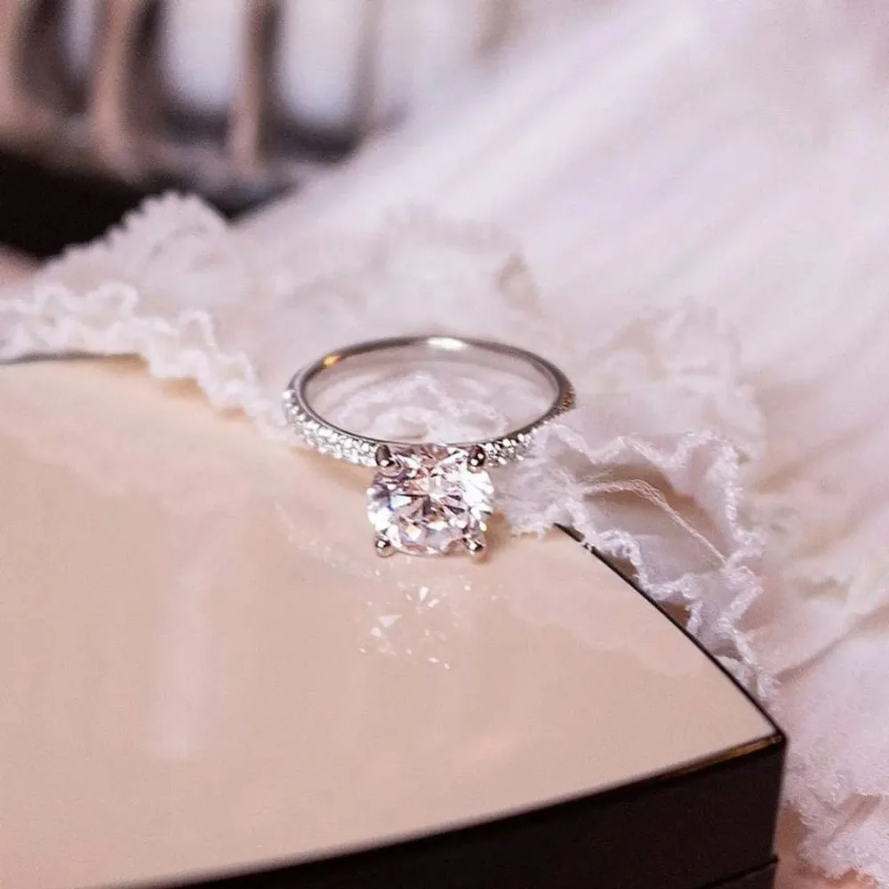 Large Round CZ Solitaire Ring In Sterling Silver - Sizes 4 To 11, Unisex Everyday Wear 14 thumbnail image