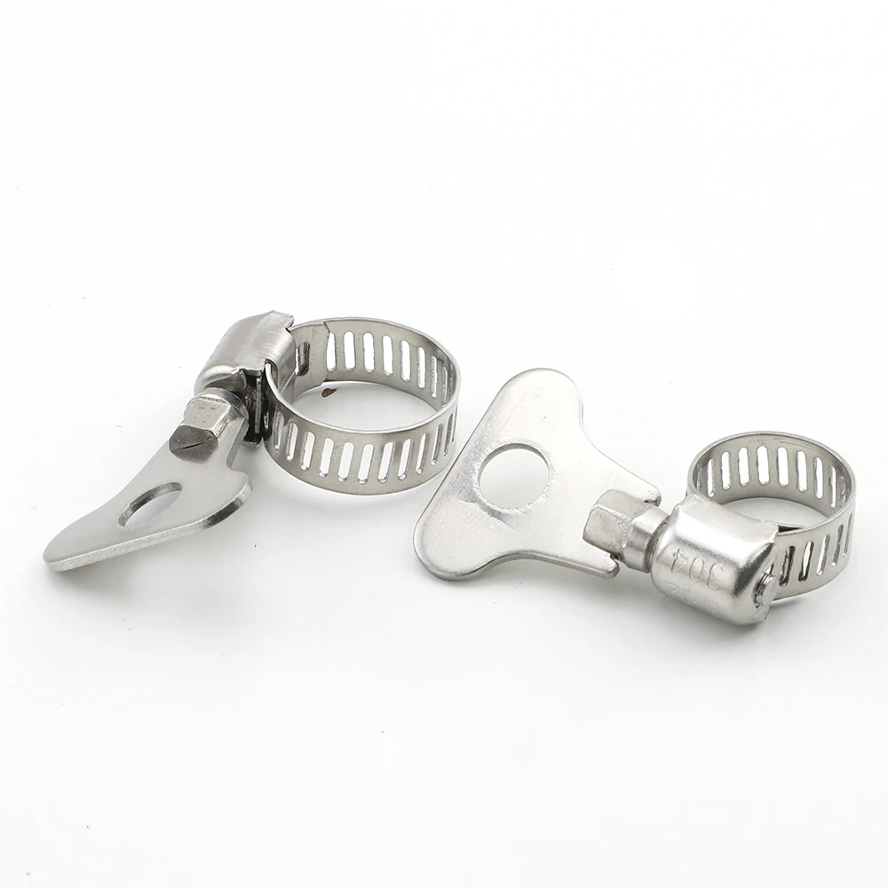 Hose Clamps Worm Gear Adjustable Key Clamp Stainless Steel for Water Pipe Automotive Mechanical 2-10pcs