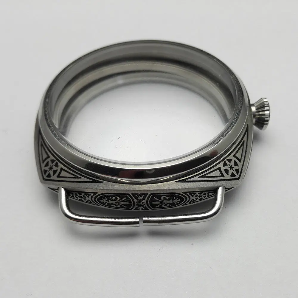 Watch Case Mineral glass 47mm Carved Stainless Steel Case For ETA 6497 6498 Seagull ST36 Watch Movement Replace Accessories watch screen protector case watch accessories watch case watch protective case watch cover watch protective cover apple watch case tpu protective case bumper protective case