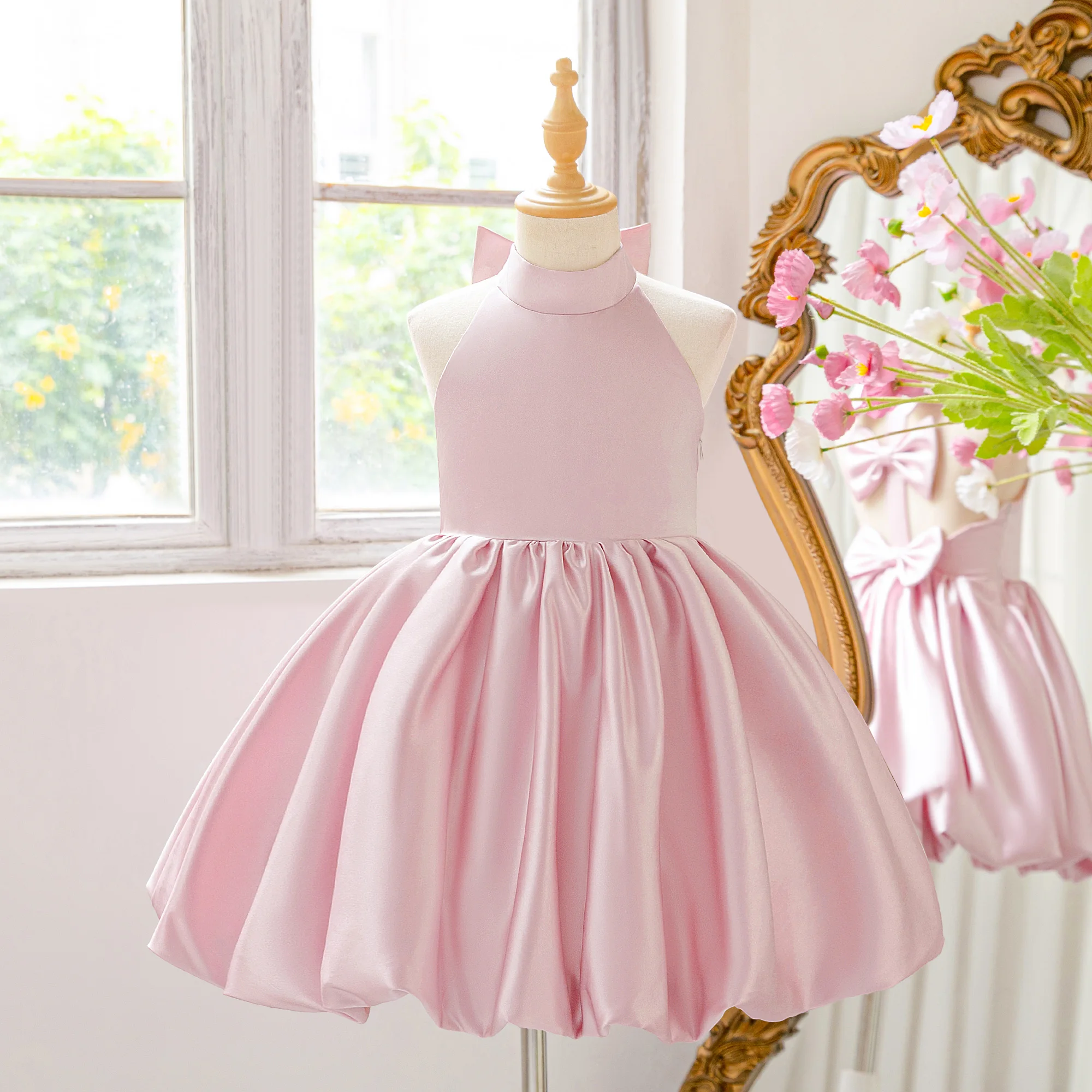 أنيقة القوس وصيفات الشرف الفتيات فستان موضة حفلة ع...