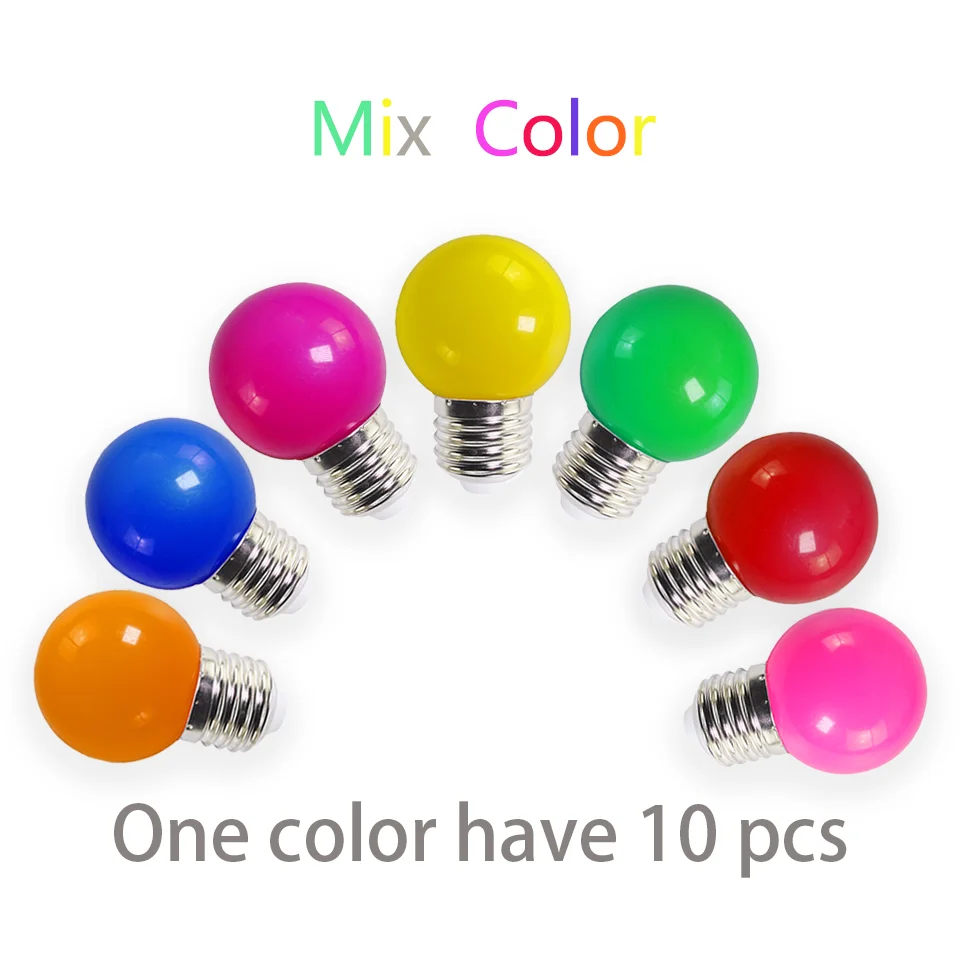 10 PCS Colorful G45 LED Bulb E27 3W 220V Red Blue Green Pink Yellow Orange Purple Warm RGB Blub Energy Saving Light Globe Lamp