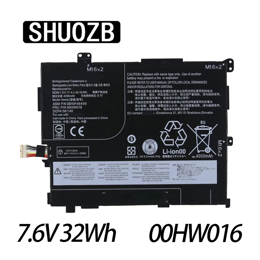 

New 00HW016 Laptop Battery For Lenovo ThinkPad 10 2nd 20E3 20E4 SB10F46454 SB10F46455 TP00064B 00HW017 00HW018 00HW019 7.6V 32Wh