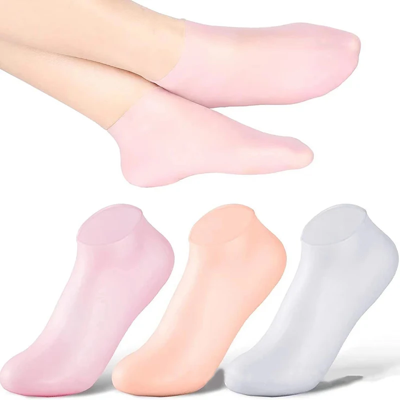 2 개 실리콘 발 관리 양말 안티 균열 보습 젤 양말 균열 죽은 피부 제거 보호대..
