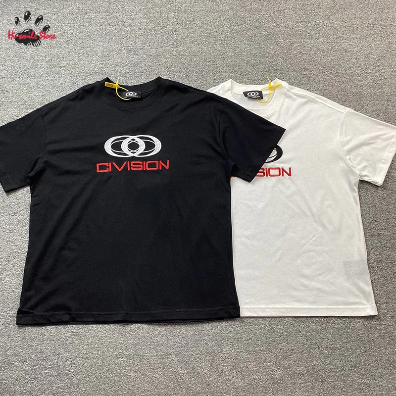 

2024 Black White CIVISION T-shirt Top Tee 100% Cotton Casual Couple 1:1 Good Quality Loose Round Neck Streetwear