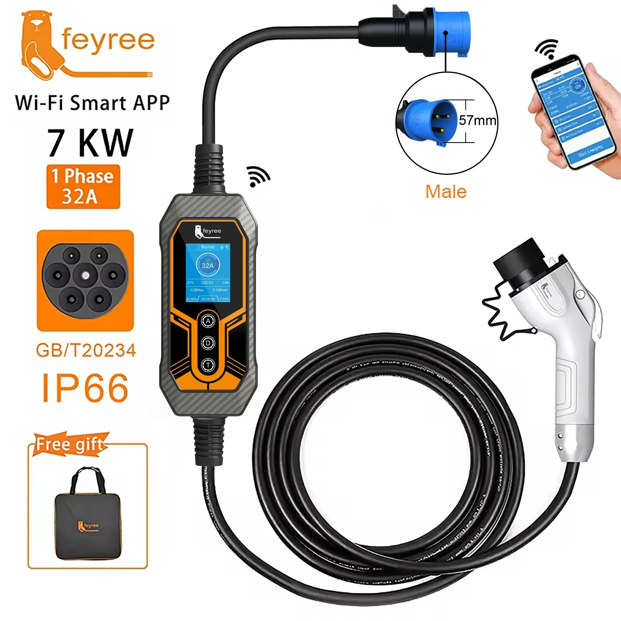 ตัวเลือกสินค้า เครื่องชาร์จรถยนต์ไฟฟ้า Wi-Fi ควบคุมผ่านแอปพลิเคชัน