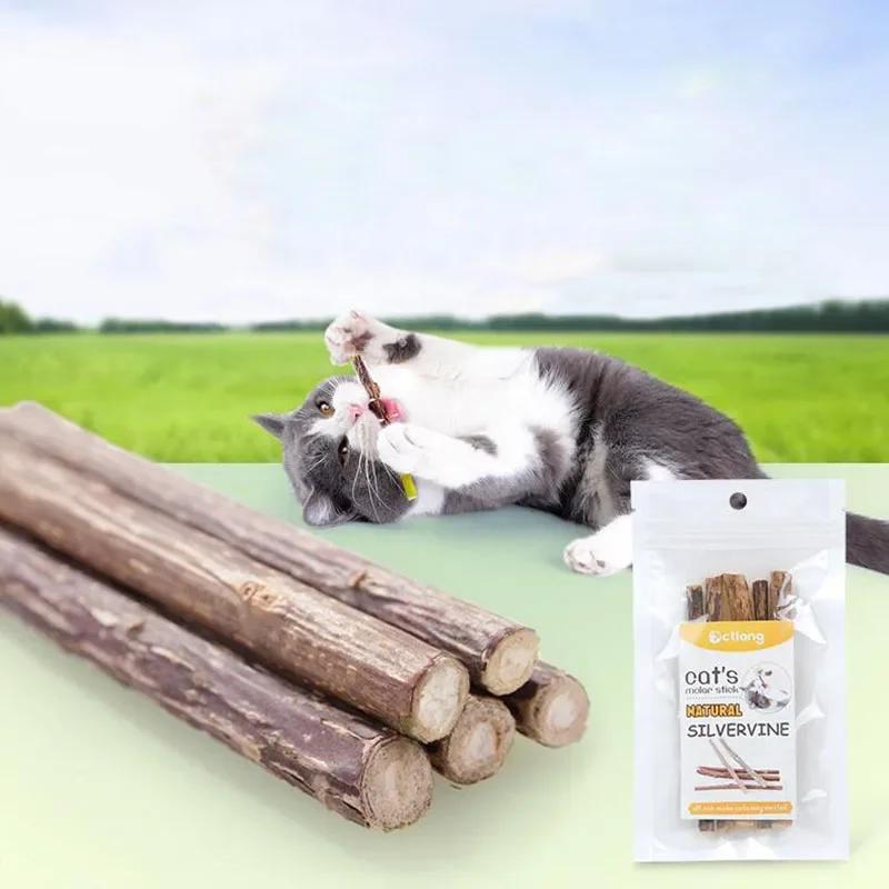 4pcs/lot Natural Silvervine Cat Toys Cleaning Teeth Pure Natural Catnip Snacks Pet Cat Molar Toothpaste Stick Toy images - 6