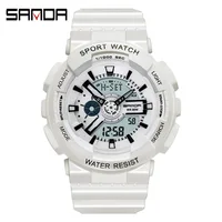 SANDA 292 Outdoor Sport White Digital Watch Women Alarm Clock Waterproof Shock Military Watches LED Display Shock Watch diggro
