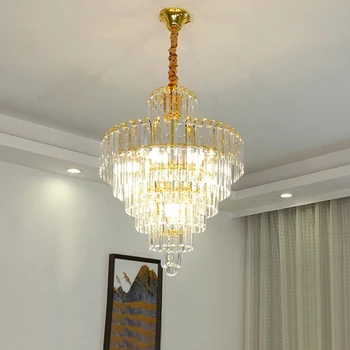 Elegant Crystal Chandelier Modern Droplet Ceiling Lamp Pendant Lighting Fixture Luxury Waterfall Hanging Chandelier 6
