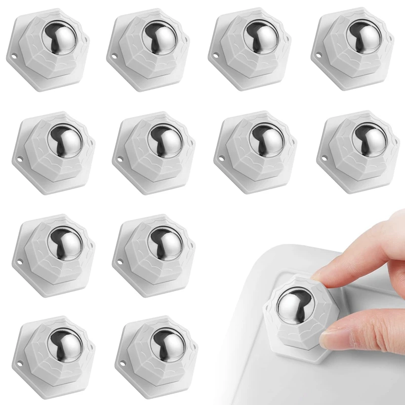 

Mini Caster Wheels For Small Appliances, Self Adhesive Caster Wheels, Stainless Steel Rollers (12 PCS, White) Easy To Use