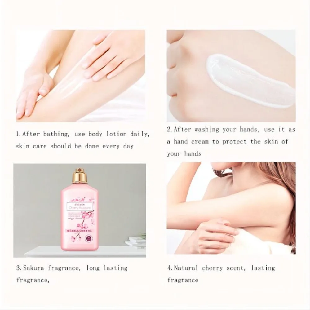 260g Cherry Blossom Body Lotion Whitening Moisturizing Brightening Body Cream Fast Absorption Hydrating Skin Repair