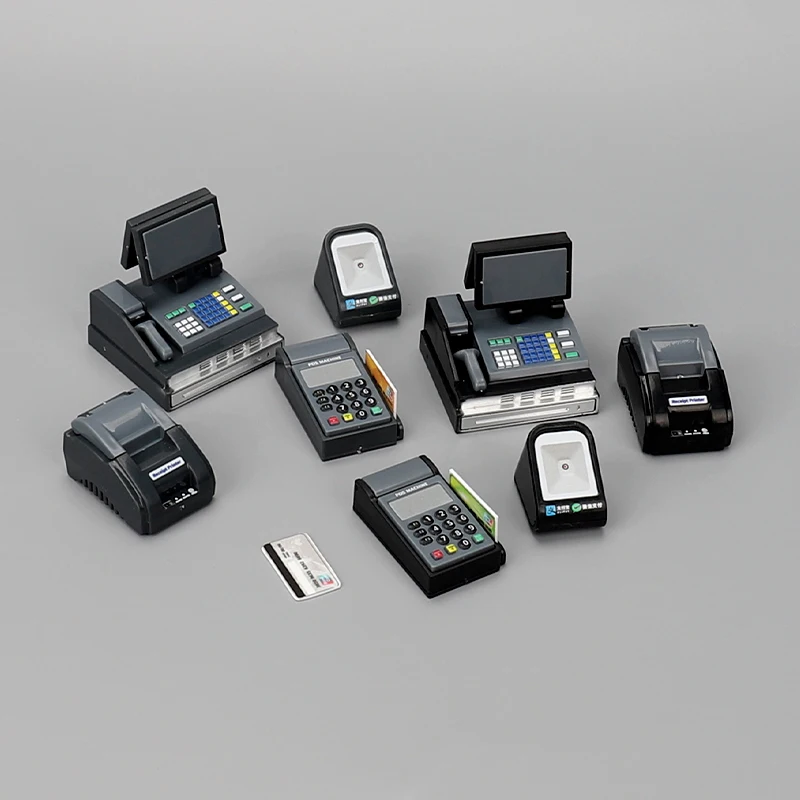 1Set Dollhouse Furniture Scene Decoration Suprmarket Store Card Machine Cashier Scanner Model Toy Decor Photo Props Accessories 4