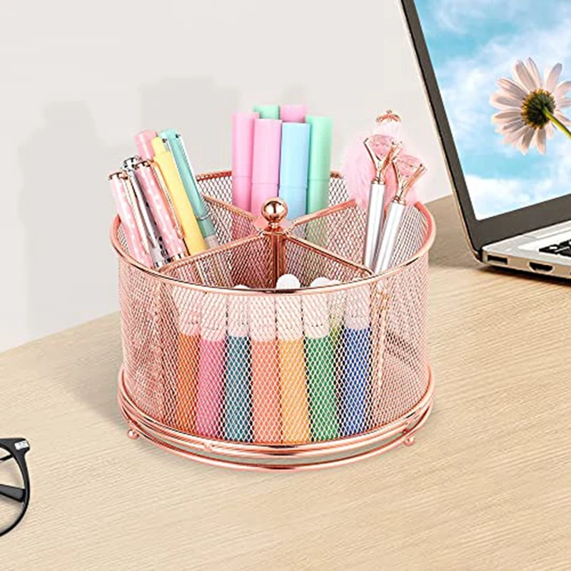 360 도 회전 펜꽂이 관리자, 미술 용품 보관 관리자 (4 개 구획 포함)