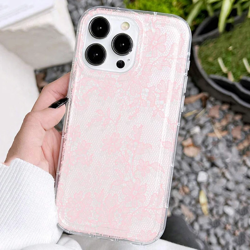 Romantic Lace Pattern Soft Transparent Phone Case