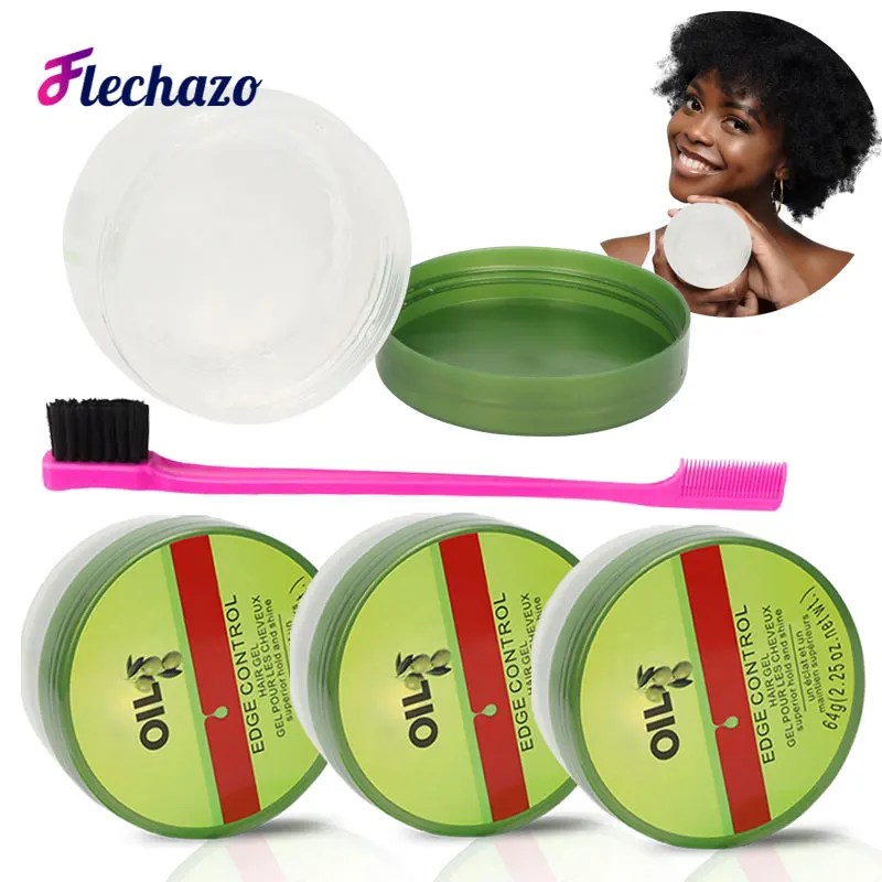 Edge Control Olive Oil Wax Cream Hair Styling Gel Broken Hair Finishing Anti-Frizz Fixative Gel Edges Brush