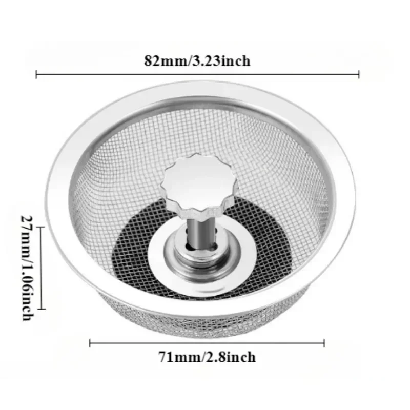 2pcs  Kitchen Sink Strainer Replacement Drain Basket Stainless Steel Mesh Filter Waste Hole Strainer Kitchen Gadgets
