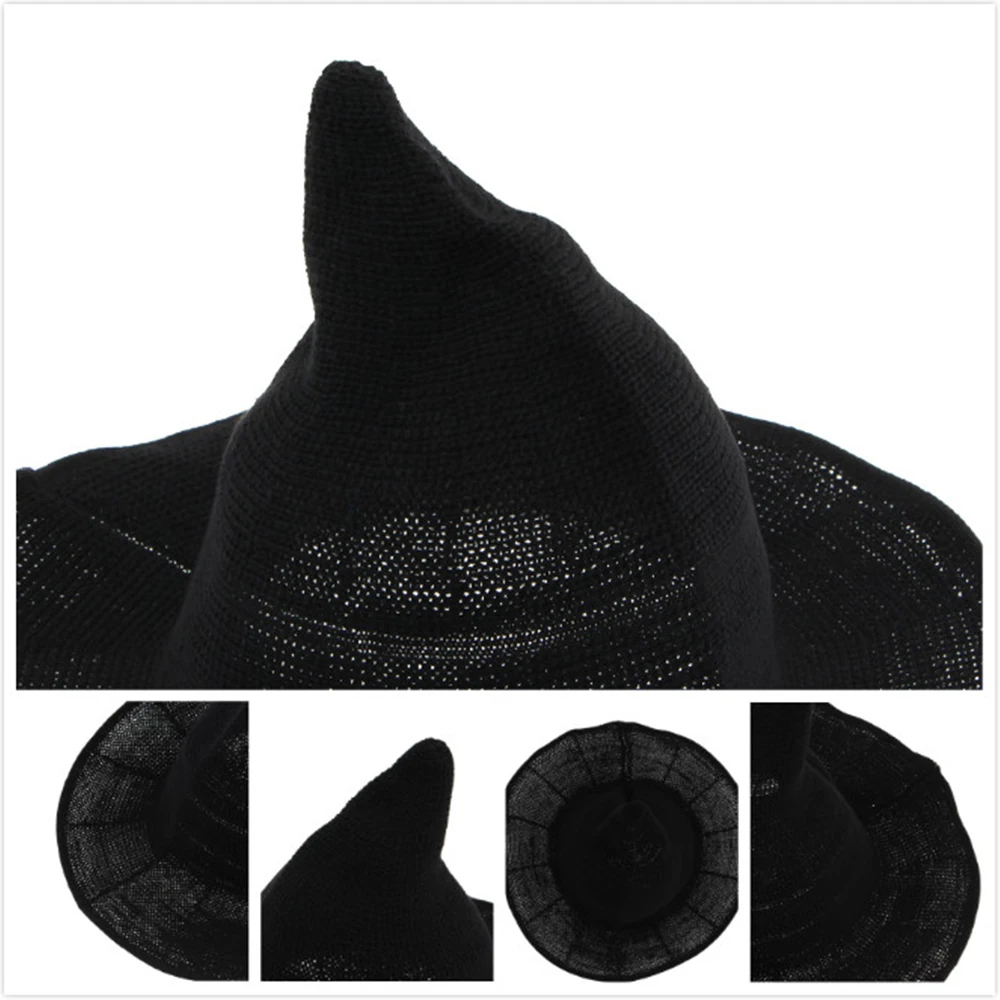 Vintage Halloween Witch Hat Woolen Long Point Hat for Women Halloween Party Magical Festival Party Cosplay Decoration party hat halloween witch hat halloween hat lamp